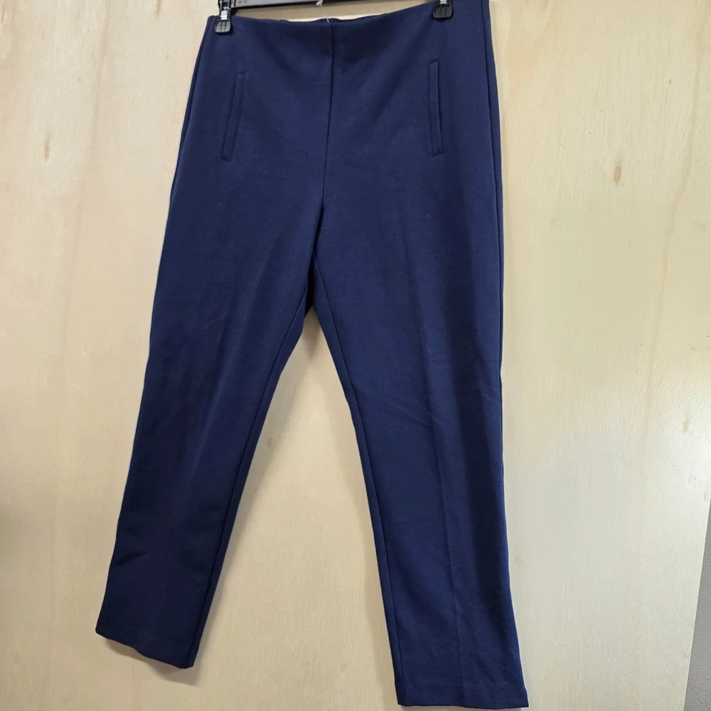 Chicos Navy Blue Ponte Knit Pull On Slim Leg Trousers Pants Womens 1.5 US10